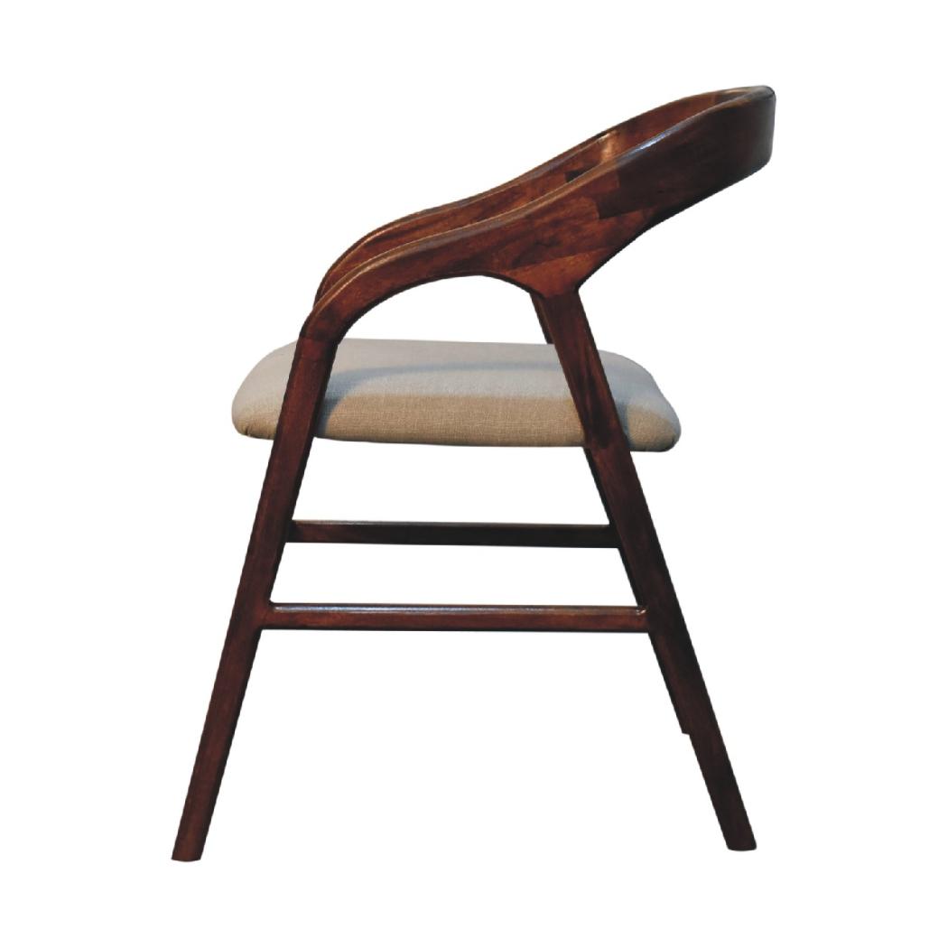 Chestnut Linen Deco Chair | Artisan-Crafted Design
