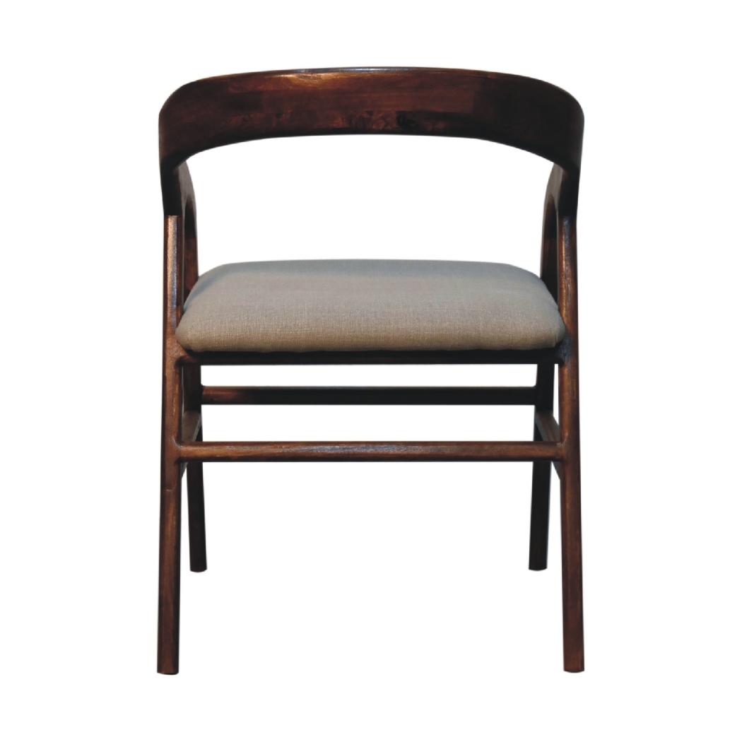 Chestnut Linen Deco Chair | Artisan-Crafted Design