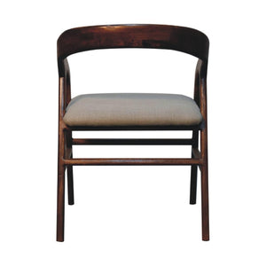 Chestnut Linen Deco Chair | Artisan-Crafted Design