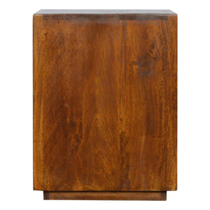 Chestnut Mango Wood Bedside Table | Gold Bar Drawer & Open Shelf