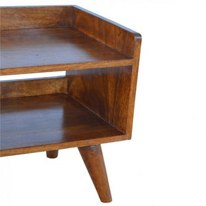 Chestnut Mango Wood Shoe Bench | Open Shelf | Nordic Legs