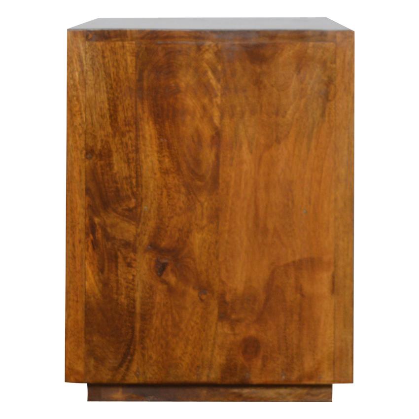 Chestnut Mango Wood TV Unit | Gold Bar Drawer & Open Shelf