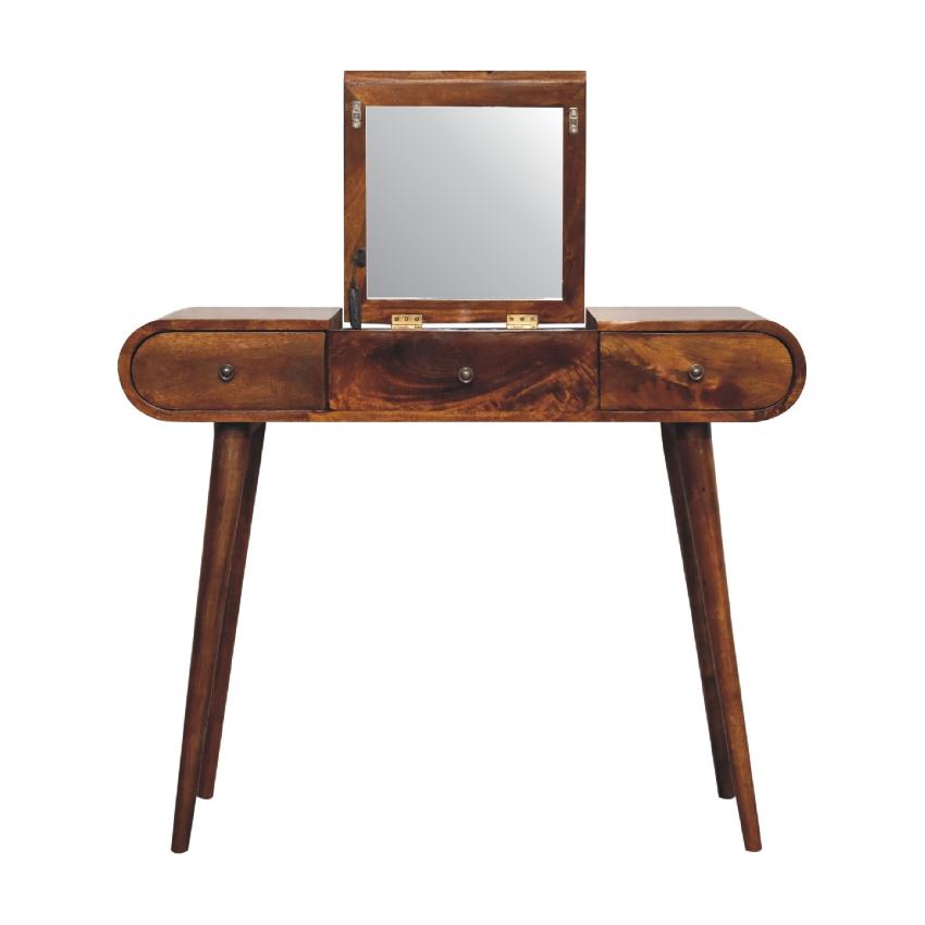 Chestnut Mirror Dressing Table | Solid Mango Wood | Bedroom Vanity