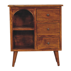 Chestnut Mixed Open Cabinet | Solid Mango Wood | Open Storage Design