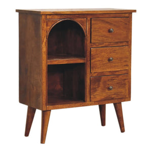 Chestnut Mixed Open Cabinet | Solid Mango Wood | Open Storage Design