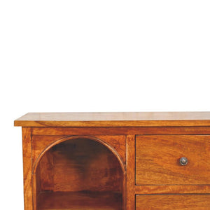 Chestnut Mixed Open Cabinet | Solid Mango Wood | Open Storage Design
