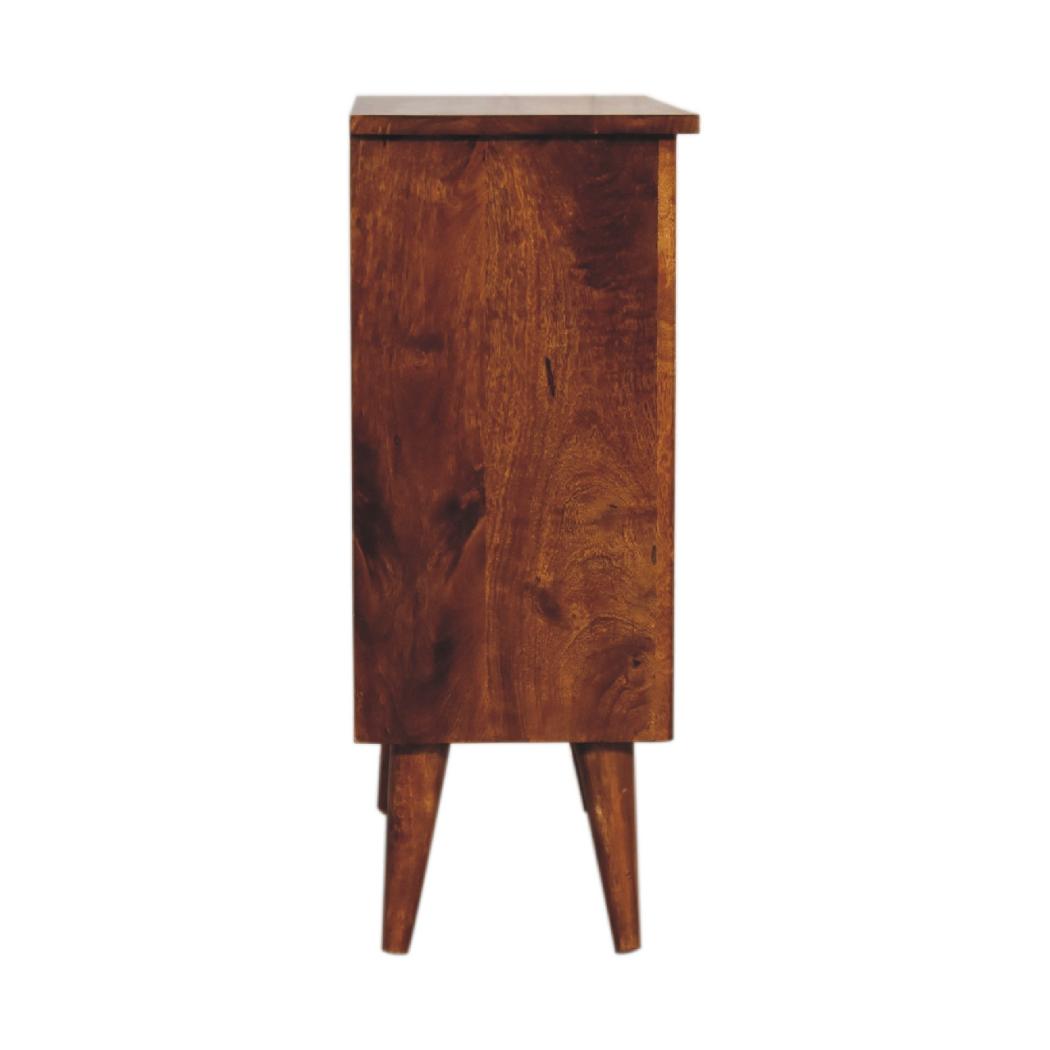 Chestnut Mixed Open Cabinet | Solid Mango Wood | Open Storage Design