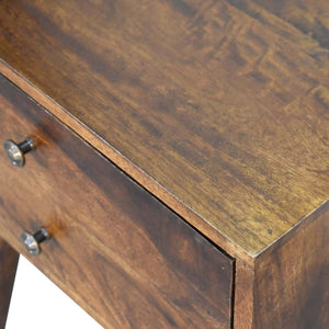Chestnut Nordic Bedside Table | Solid Mango Wood | 2 Drawers