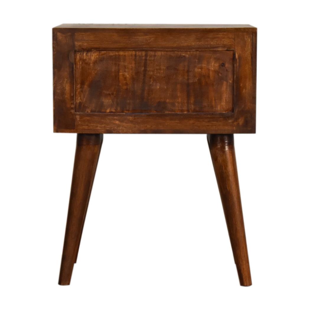 Chestnut Nordic Bedside Table | Solid Mango Wood | 2 Drawers