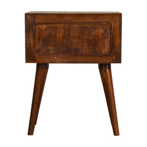 Chestnut Nordic Bedside Table | Solid Mango Wood | 2 Drawers