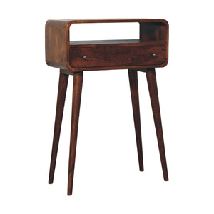 Chestnut Nordic Style One Drawer & One Open Slot Console Table | Solid Mango Wood | Open Storage Design