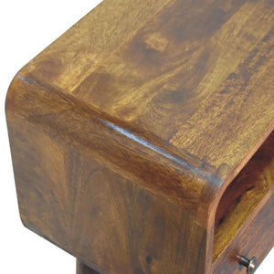 Chestnut Nordic Style One Drawer & One Open Slot Console Table | Solid Mango Wood | Open Storage Design