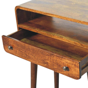 Chestnut Nordic Style One Drawer & One Open Slot Console Table | Solid Mango Wood | Open Storage Design