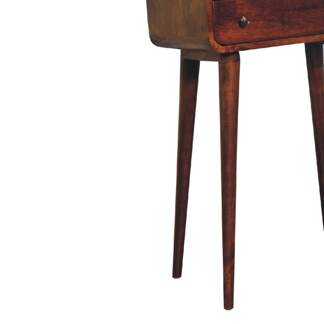 Chestnut Nordic Style One Drawer & One Open Slot Console Table | Solid Mango Wood | Open Storage Design
