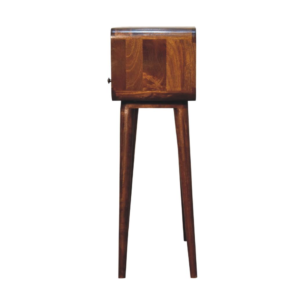 Chestnut Nordic Style One Drawer & One Open Slot Console Table | Solid Mango Wood | Open Storage Design