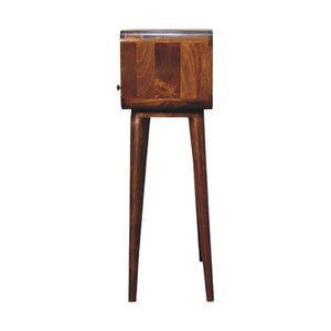 Chestnut Nordic Style One Drawer & One Open Slot Console Table | Solid Mango Wood | Open Storage Design