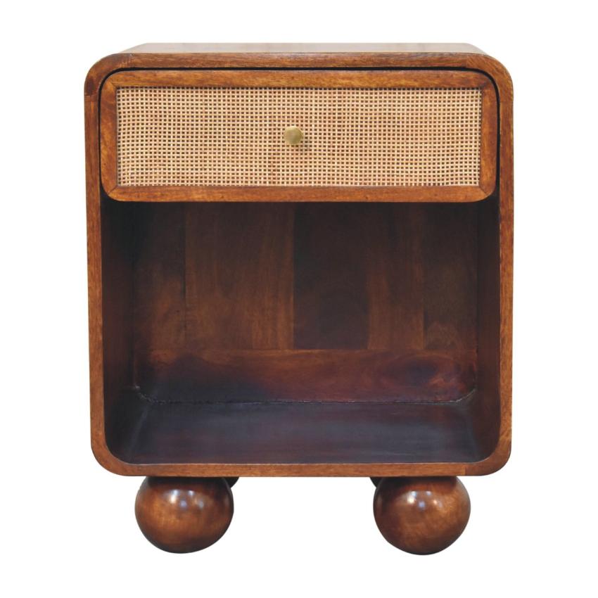 Chestnut Open Woven Bedside Table | Solid Mango Wood | Natural Storage