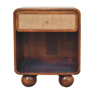 Chestnut Open Woven Bedside Table | Solid Mango Wood | Natural Storage