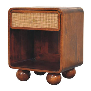 Chestnut Open Woven Bedside Table | Solid Mango Wood | Natural Storage