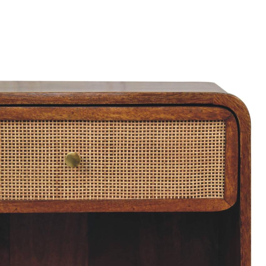 Chestnut Open Woven Bedside Table | Solid Mango Wood | Natural Storage