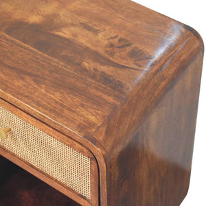 Chestnut Open Woven Bedside Table | Solid Mango Wood | Natural Storage