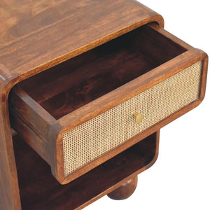 Chestnut Open Woven Bedside Table | Solid Mango Wood | Natural Storage