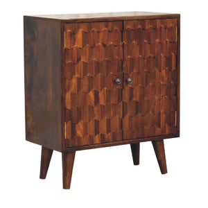 Chestnut Pineapple Carved Cabinet | Solid Mango Wood | Hand-Carved Detail