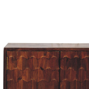 Chestnut Pineapple Carved Cabinet | Solid Mango Wood | Hand-Carved Detail