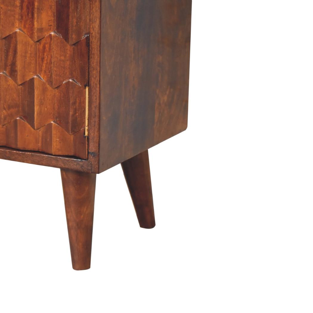 Chestnut Pineapple Carved Cabinet | Solid Mango Wood | Hand-Carved Detail