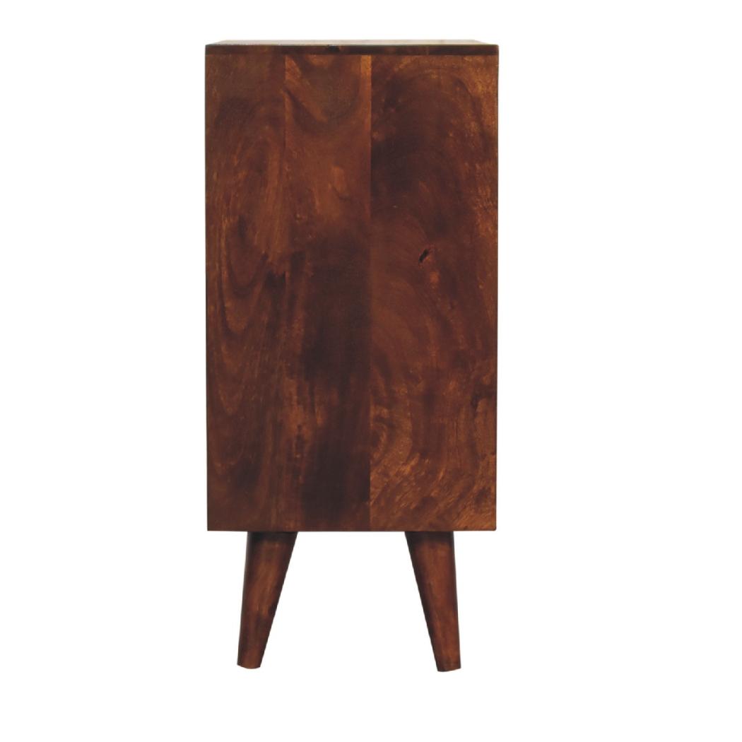 Chestnut Pineapple Carved Cabinet | Solid Mango Wood | Hand-Carved Detail