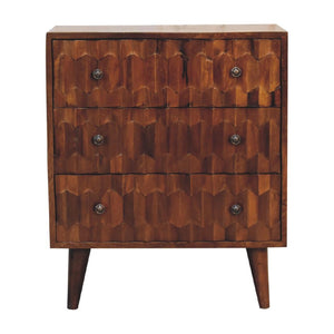 Chestnut Pineapple Carved Chest | Solid Mango Wood | Hand-Carved Detail