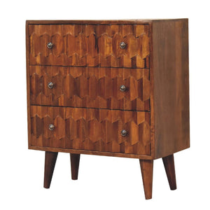 Chestnut Pineapple Carved Chest | Solid Mango Wood | Hand-Carved Detail