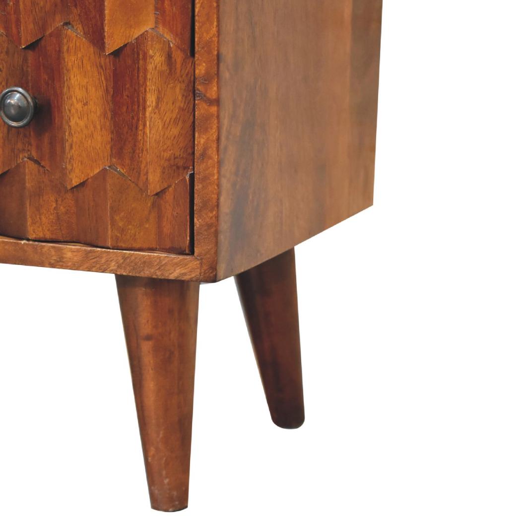 Chestnut Pineapple Carved Chest | Solid Mango Wood | Hand-Carved Detail