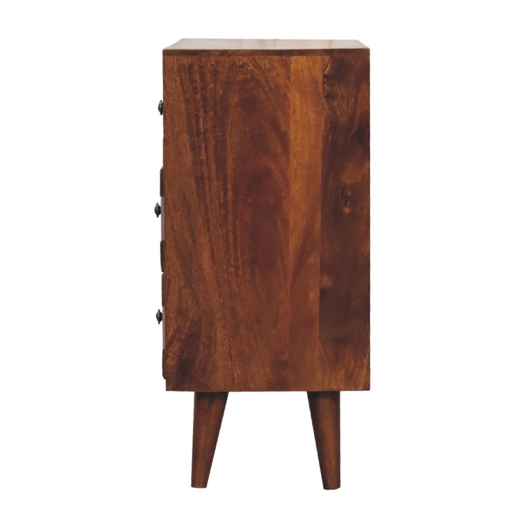 Chestnut Pineapple Carved Chest | Solid Mango Wood | Hand-Carved Detail