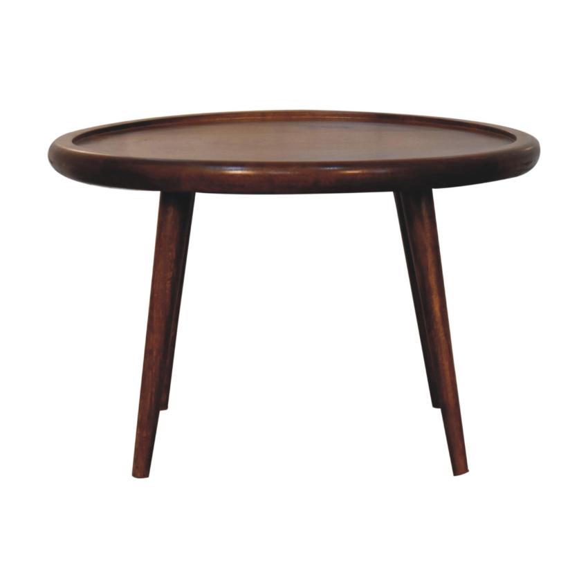 Chestnut Plate Coffee Table | Solid Mango Wood | Round Living Room Table
