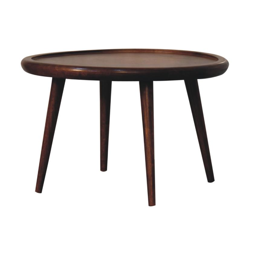 Chestnut Plate Coffee Table | Solid Mango Wood | Round Living Room Table