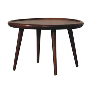 Chestnut Plate Coffee Table | Solid Mango Wood | Round Living Room Table