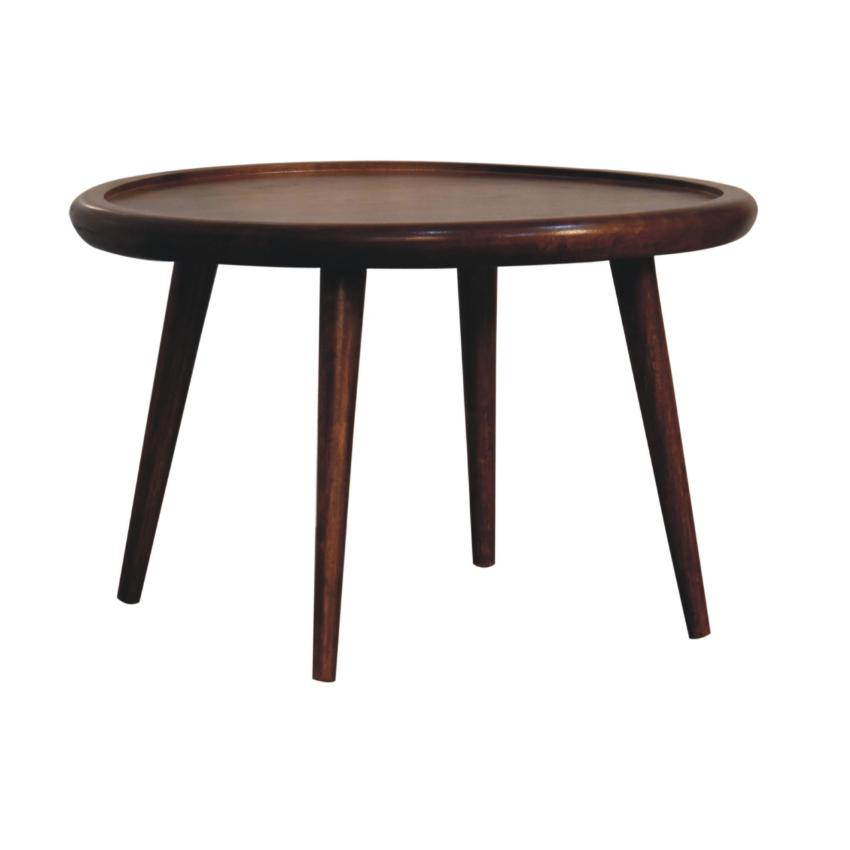 Chestnut Plate Coffee Table | Solid Mango Wood | Round Living Room Table