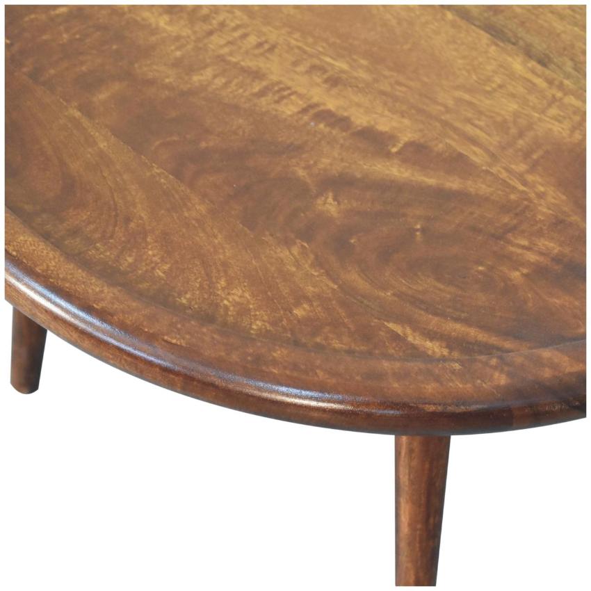 Chestnut Plate Coffee Table | Solid Mango Wood | Round Living Room Table