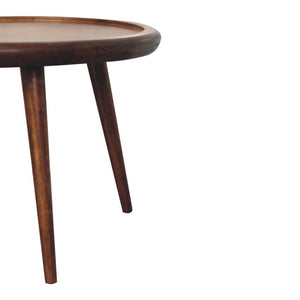 Chestnut Plate Coffee Table | Solid Mango Wood | Round Living Room Table