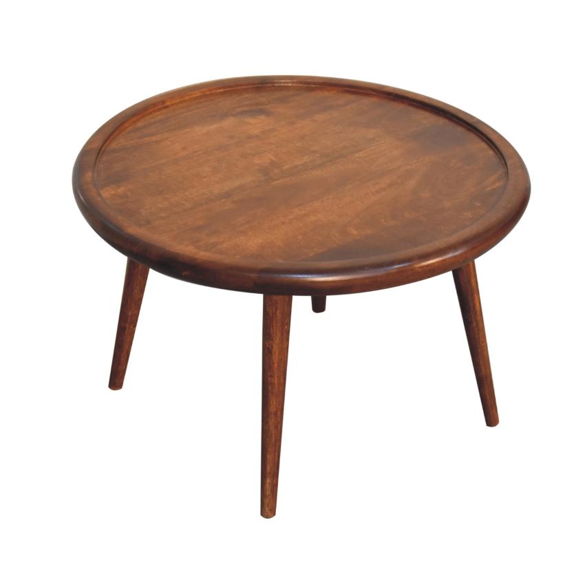 Chestnut Plate Coffee Table | Solid Mango Wood | Round Living Room Table