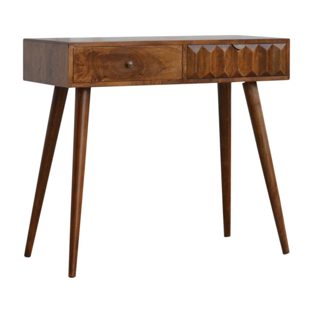 Chestnut Prism Console Table | Geometric Detail | Statement Hallway Furniture