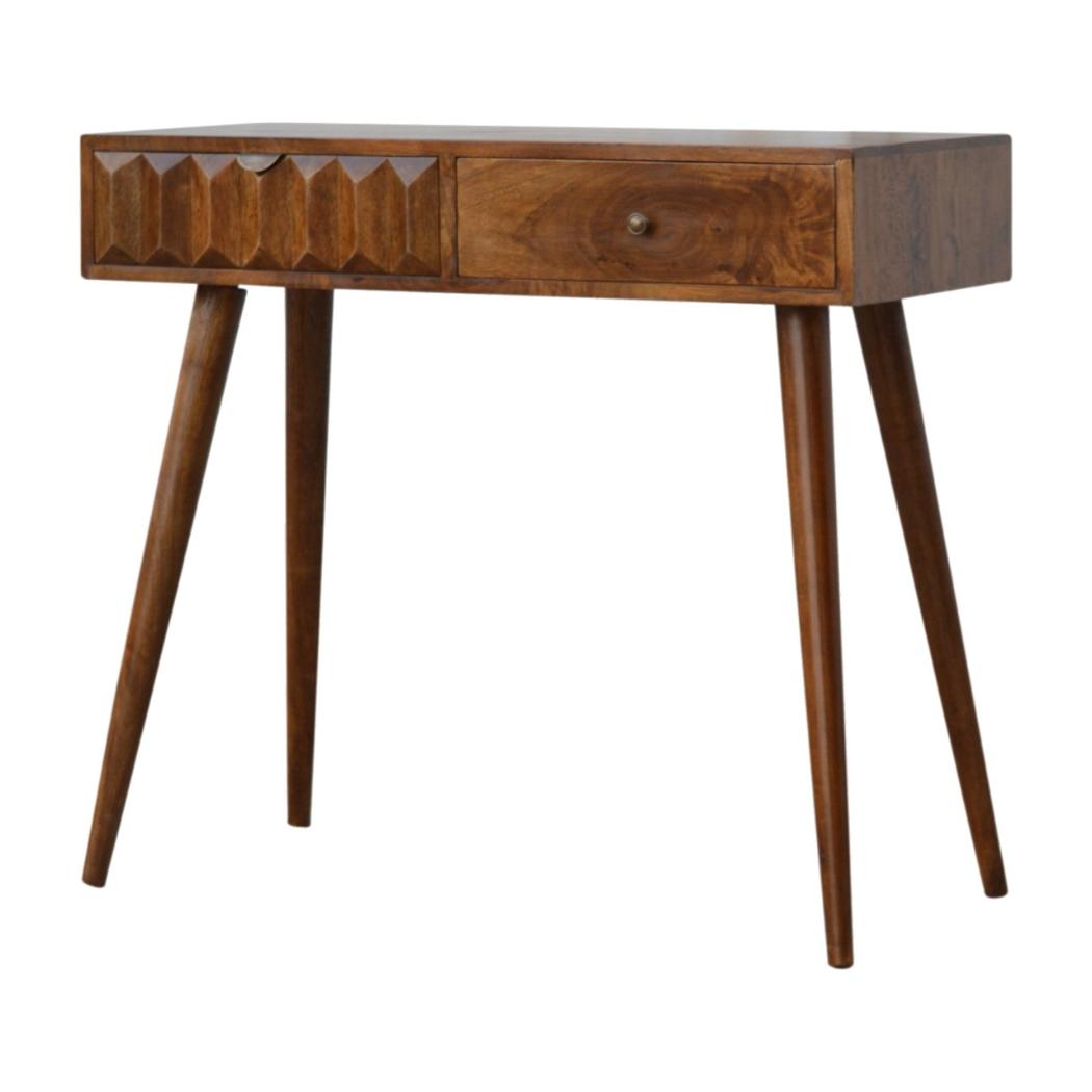 Chestnut Prism Console Table | Geometric Detail | Statement Hallway Furniture