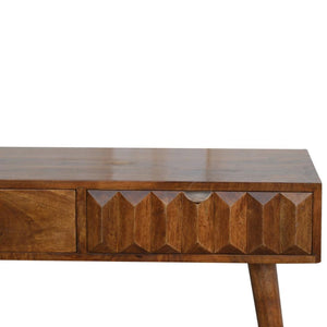 Chestnut Prism Console Table | Geometric Detail | Statement Hallway Furniture
