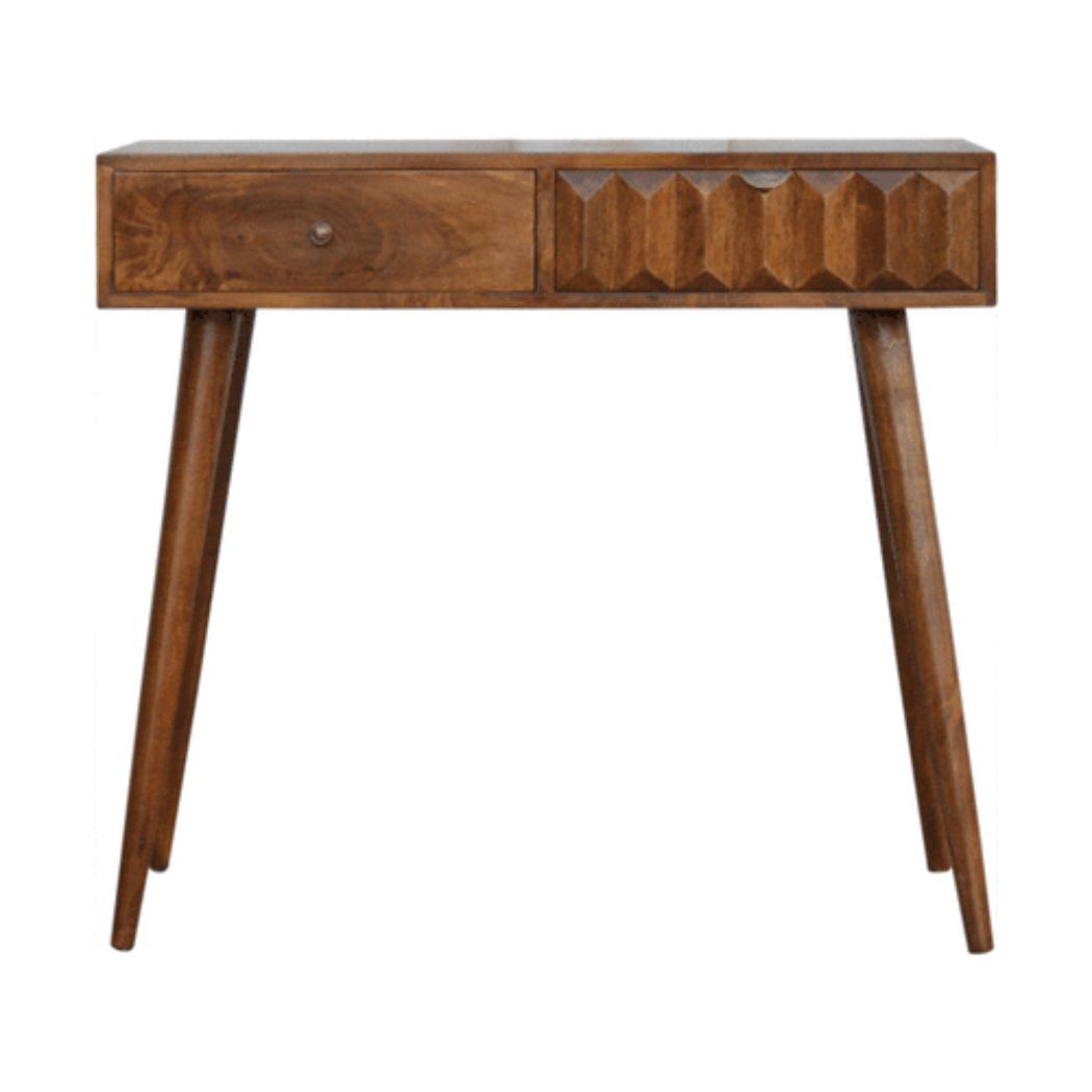 Chestnut Prism Console Table | Geometric Detail | Statement Hallway Furniture