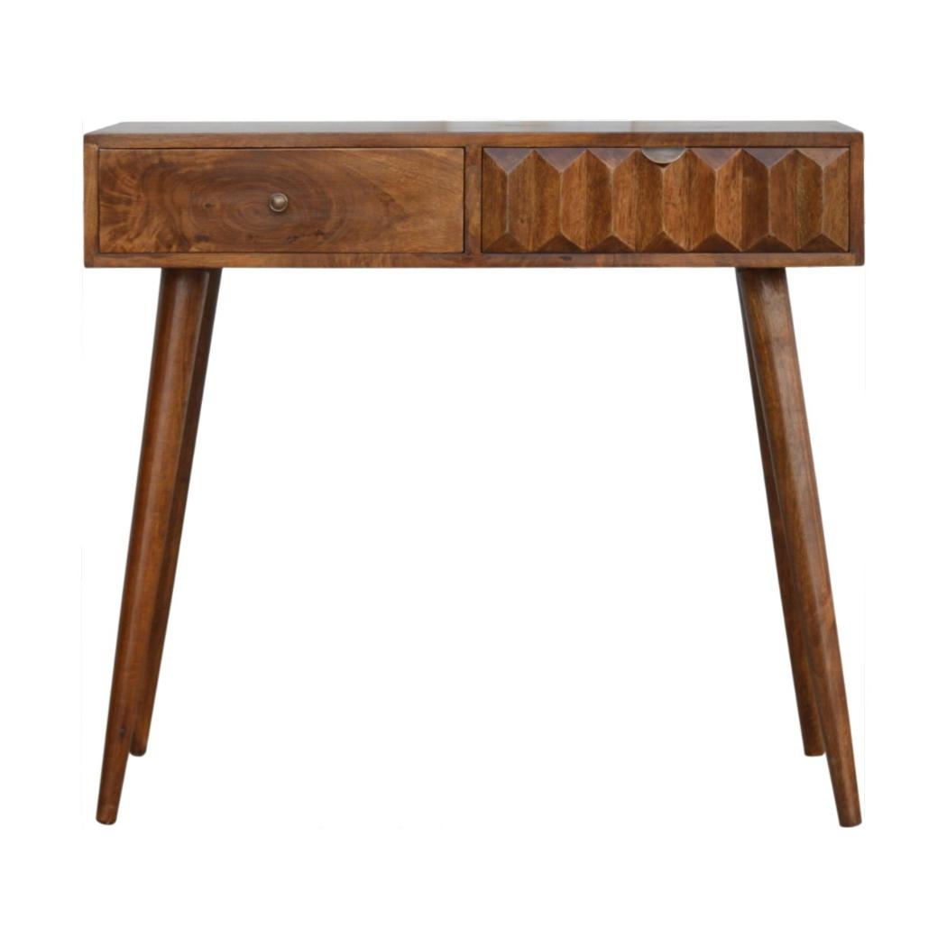 Chestnut Prism Console Table | Geometric Detail | Statement Hallway Furniture