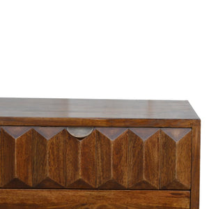 Chestnut Prism Media Unit | Geometric Detail | Living Room Storage