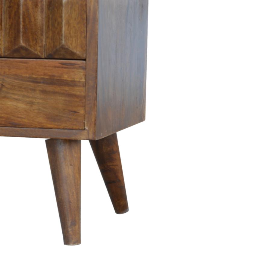 Chestnut Prism Media Unit | Geometric Detail | Living Room Storage