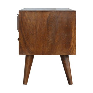 Chestnut Prism Media Unit | Geometric Detail | Living Room Storage