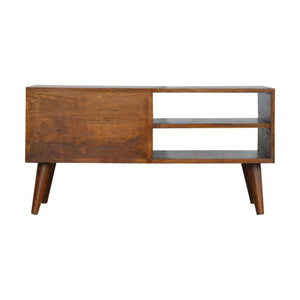 Chestnut Prism Media Unit | Geometric Detail | Living Room Storage